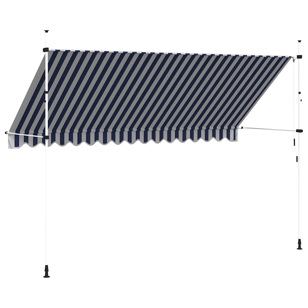 Luifel handmatig uittrekbaar 400 cm blauw en witte strepen is nu te koop bij PeponiXL, paradijselijk wonen!