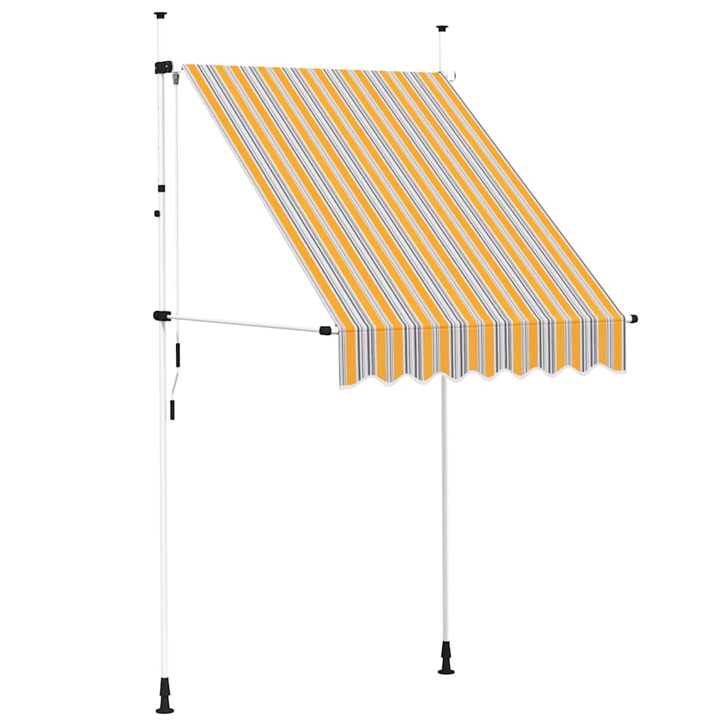Luifel handmatig uittrekbaar 150 cm geel en blauwe strepen is nu te koop bij PeponiXL, paradijselijk wonen!