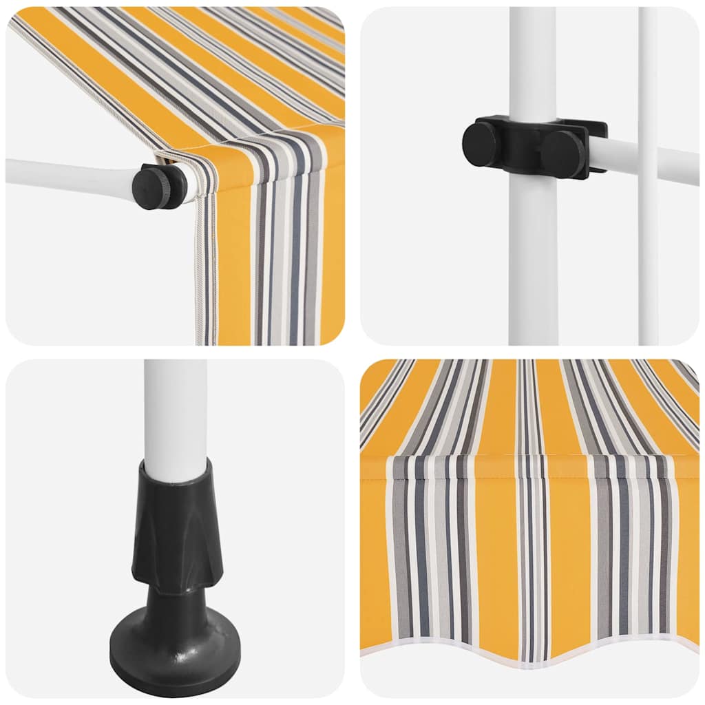 Luifel handmatig uittrekbaar 150 cm geel en blauwe strepen is nu te koop bij PeponiXL, paradijselijk wonen!