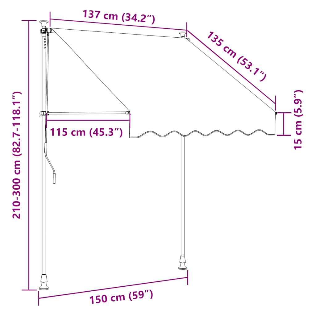 Luifel handmatig uittrekbaar 150 cm geel en blauwe strepen is nu te koop bij PeponiXL, paradijselijk wonen!