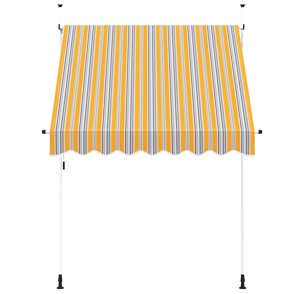 Luifel handmatig uittrekbaar 200 cm geel en blauwe strepen is nu te koop bij PeponiXL, paradijselijk wonen!