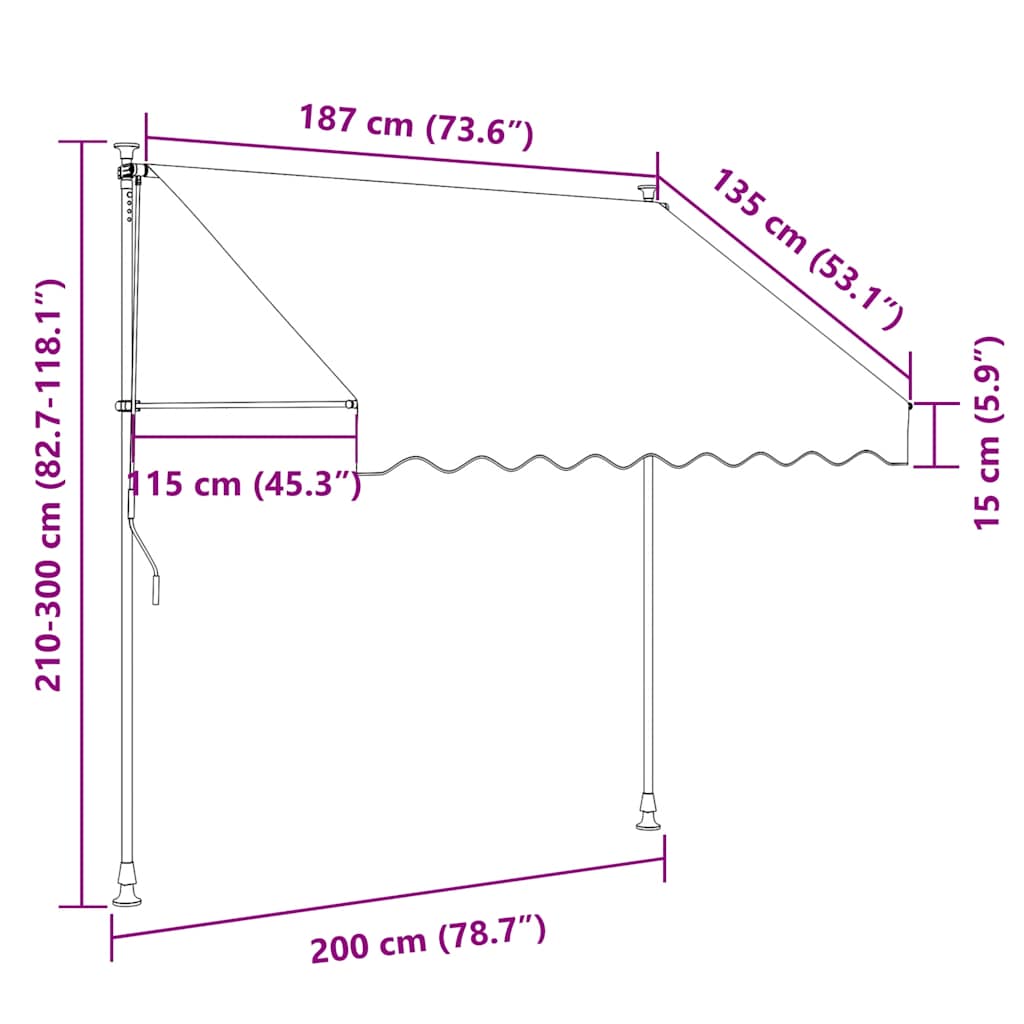 Luifel handmatig uittrekbaar 200 cm geel en blauwe strepen is nu te koop bij PeponiXL, paradijselijk wonen!