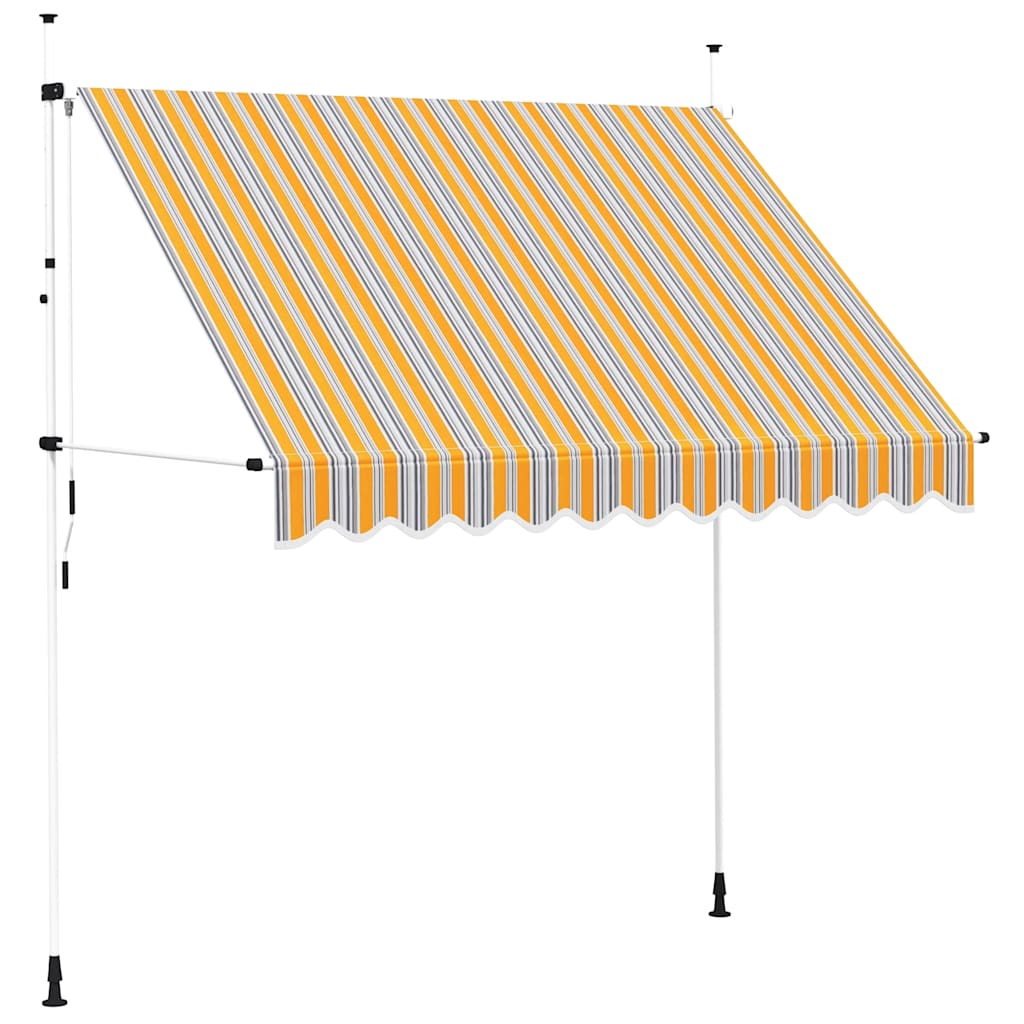 Luifel handmatig uittrekbaar 250 cm geel en blauwe strepen is nu te koop bij PeponiXL, paradijselijk wonen!