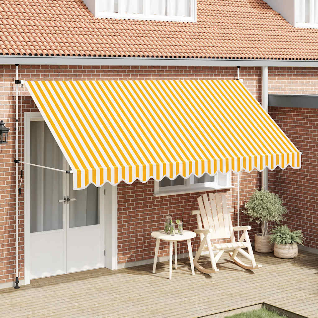 Luifel handmatig uittrekbaar 400 cm oranje en witte strepen is nu te koop bij PeponiXL, paradijselijk wonen!