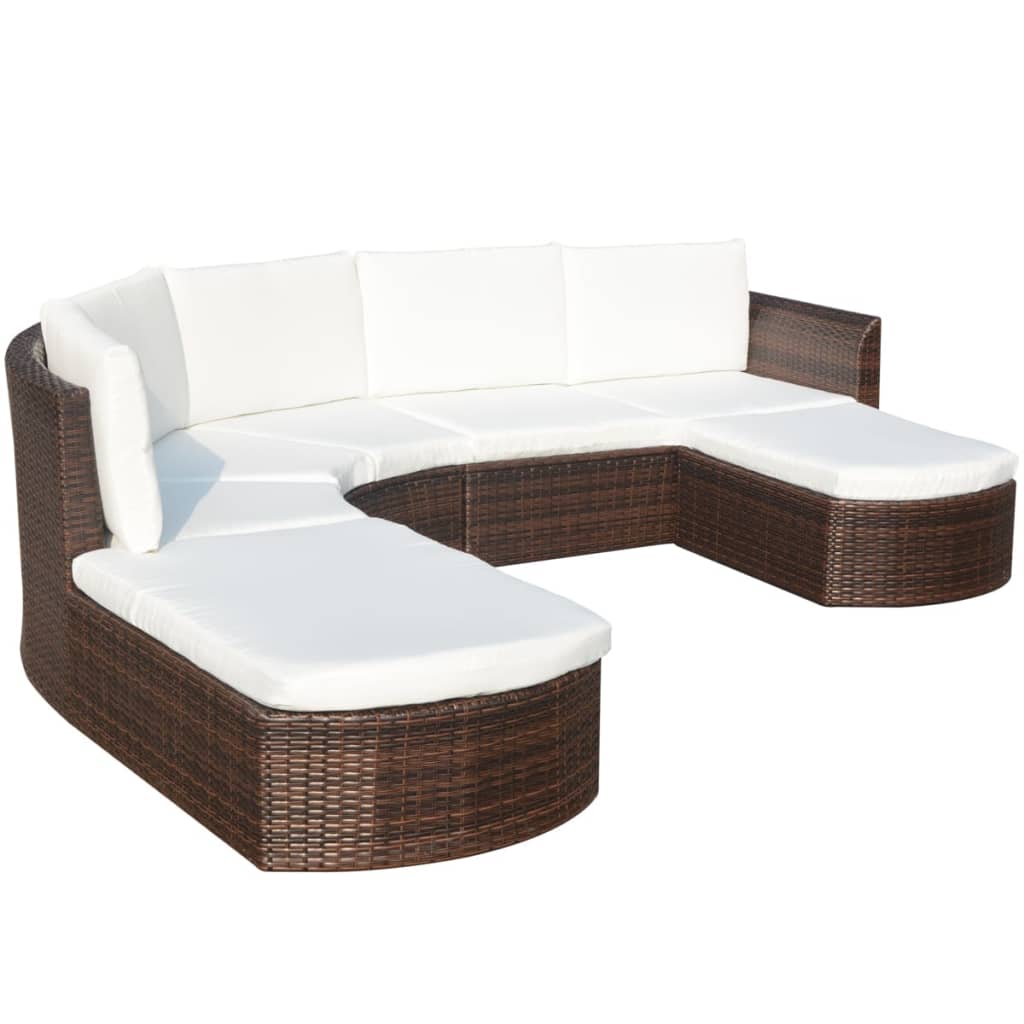 4-delige Loungeset met kussens poly rattan bruin is nu te koop bij PeponiXL, paradijselijk wonen!
