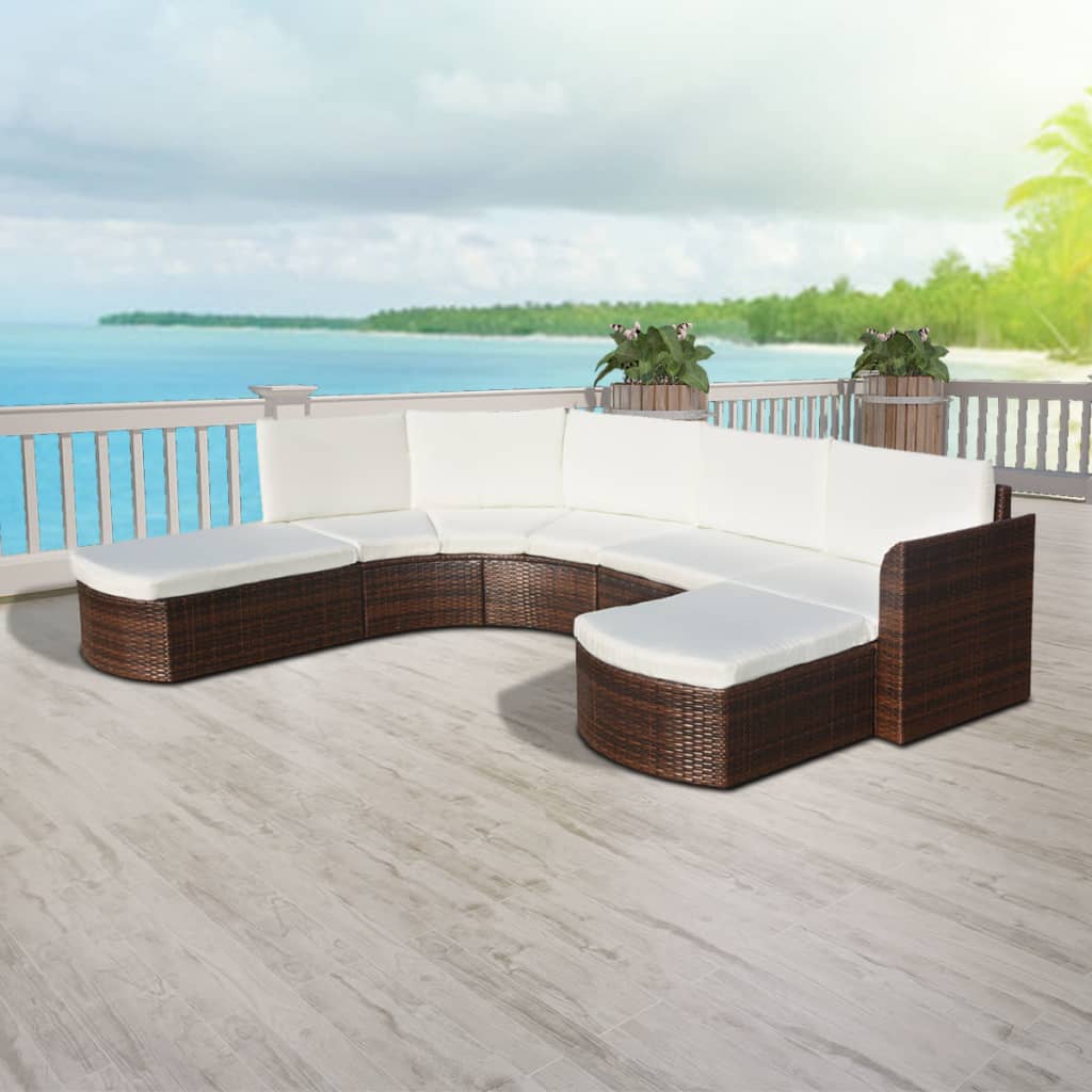 4-delige Loungeset met kussens poly rattan bruin is nu te koop bij PeponiXL, paradijselijk wonen!