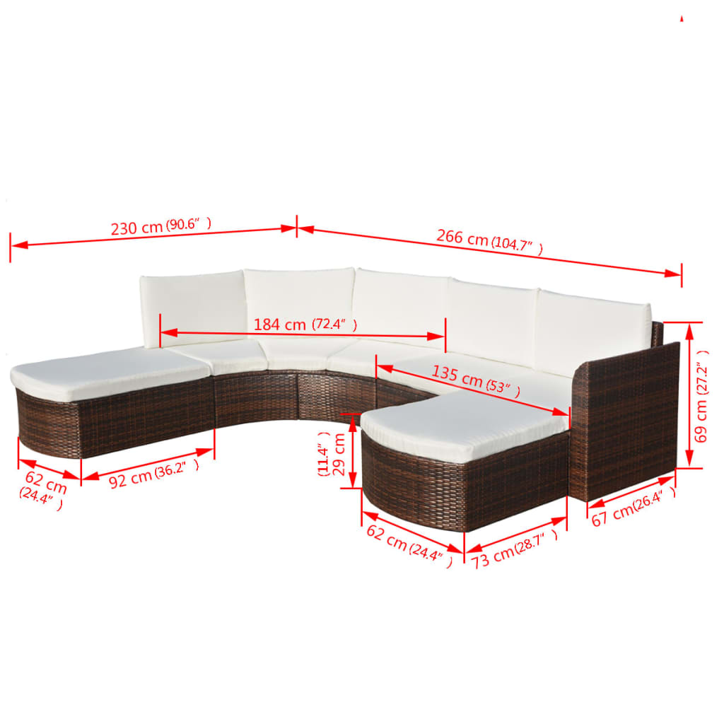 4-delige Loungeset met kussens poly rattan bruin is nu te koop bij PeponiXL, paradijselijk wonen!