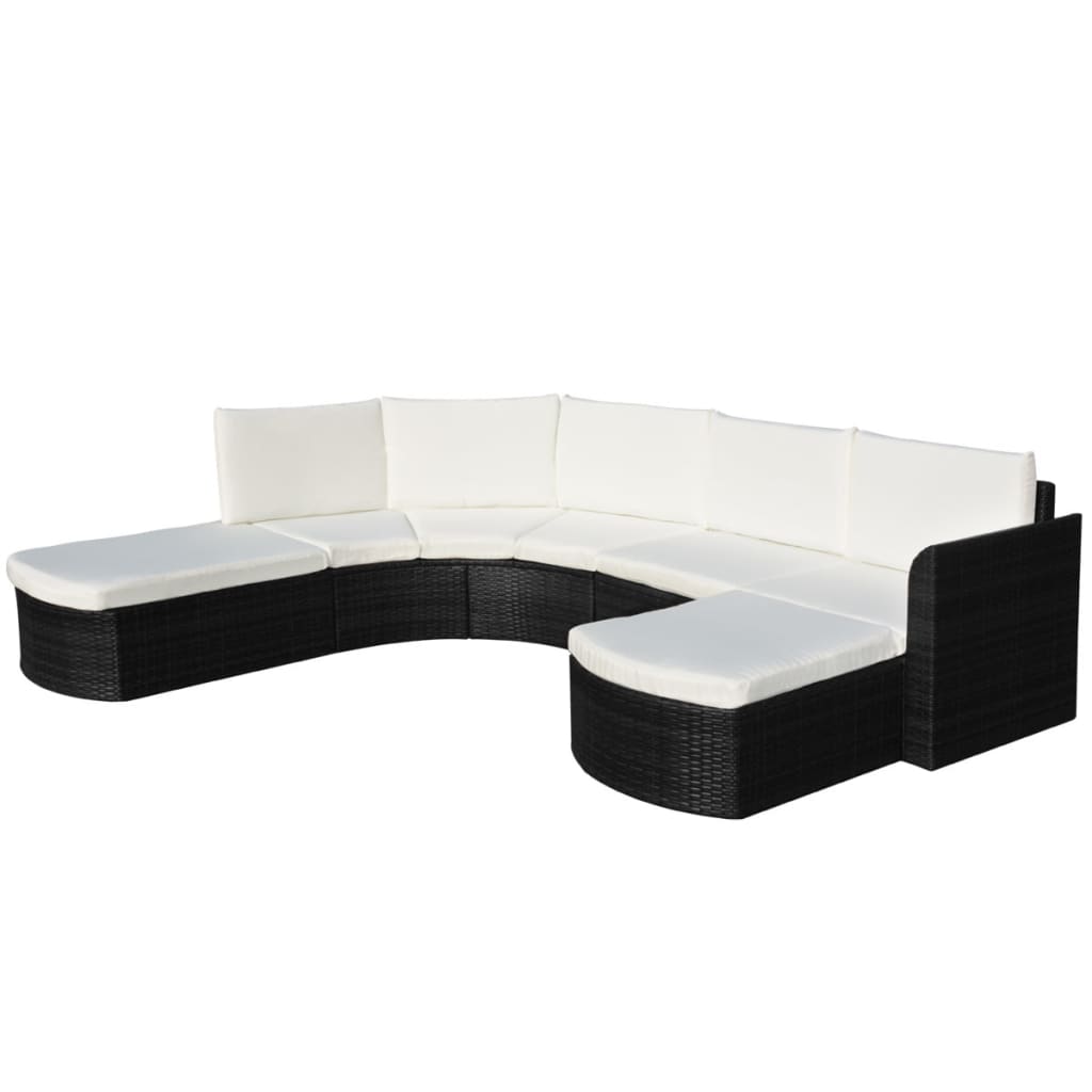 4-delige Loungeset met kussens poly rattan zwart is nu te koop bij PeponiXL, paradijselijk wonen!