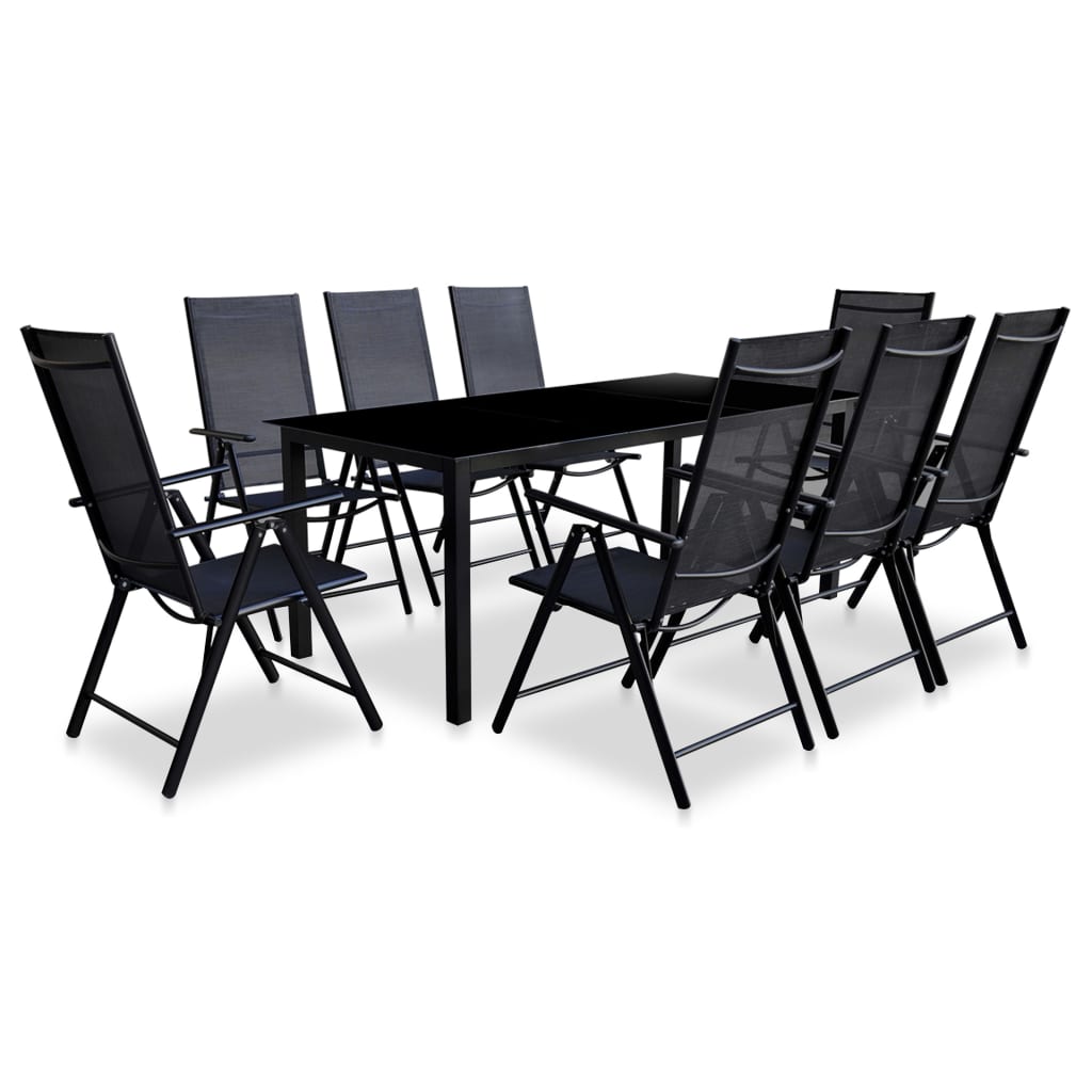 9-delige Tuinset inklapbaar aluminium zwart is nu te koop bij PeponiXL, paradijselijk wonen!