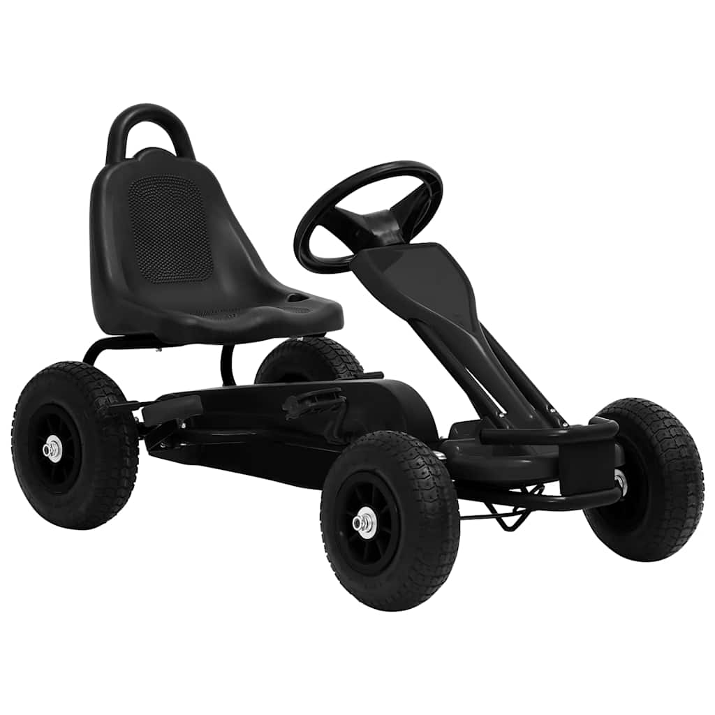 Skelter met pedalen en pneumatische banden zwart is nu te koop bij PeponiXL, paradijselijk wonen!