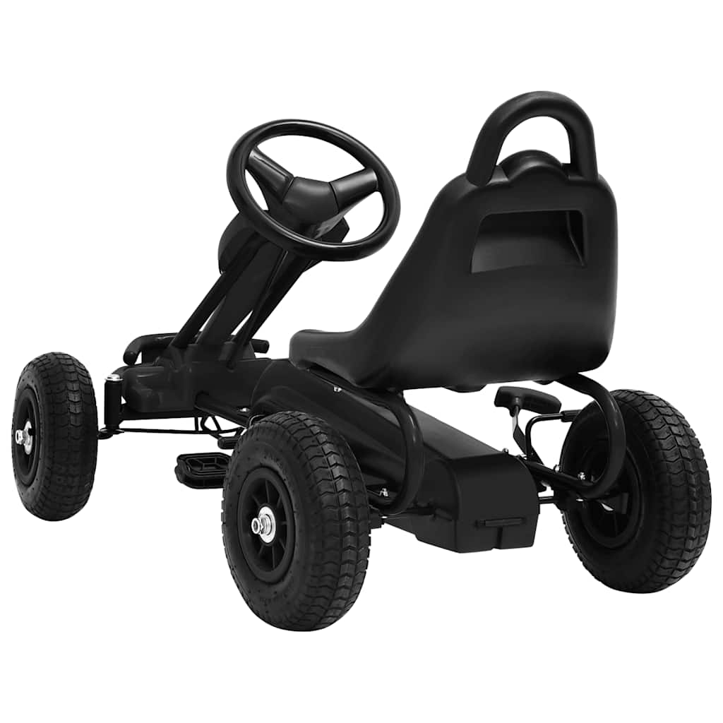 Skelter met pedalen en pneumatische banden zwart is nu te koop bij PeponiXL, paradijselijk wonen!