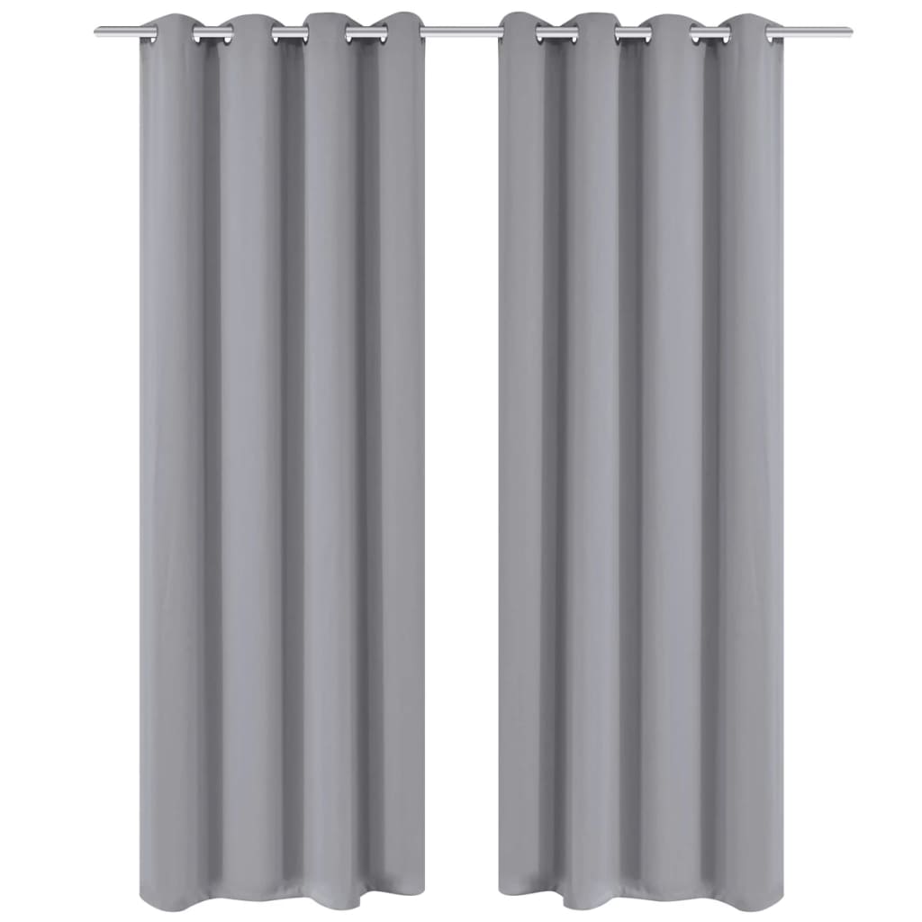 Gordijnen met metalen ringen verduisterend 135x175 grijs 2 st is nu te koop bij PeponiXL, paradijselijk wonen!