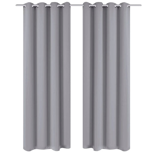 Gordijnen met metalen ringen verduisterend 135x175 grijs 2 st is nu te koop bij PeponiXL, paradijselijk wonen!