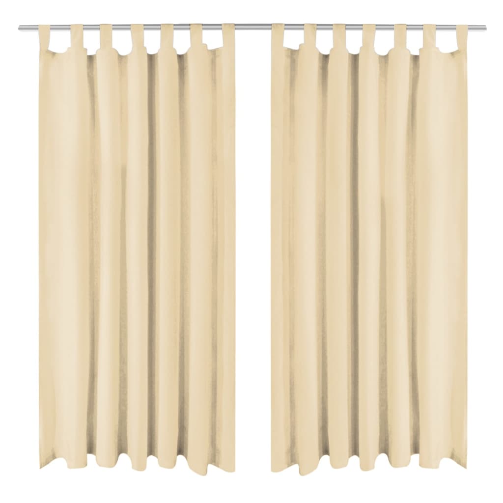 Micro-satijnen gordijnen met lussen 140x225 cm beige 2 st is nu te koop bij PeponiXL, paradijselijk wonen!