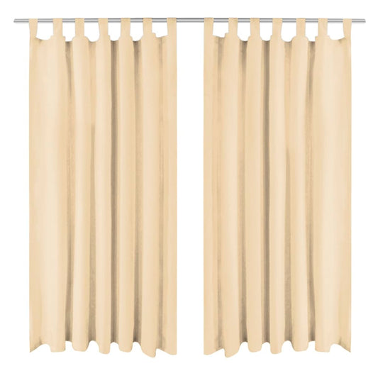 Micro-satijnen gordijnen met lussen 140x225 cm beige 2 st is nu te koop bij PeponiXL, paradijselijk wonen!