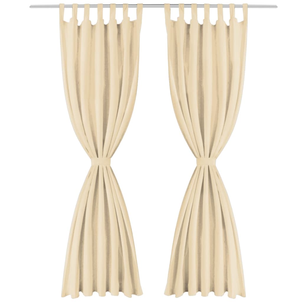 Micro-satijnen gordijnen met lussen 140x225 cm beige 2 st is nu te koop bij PeponiXL, paradijselijk wonen!