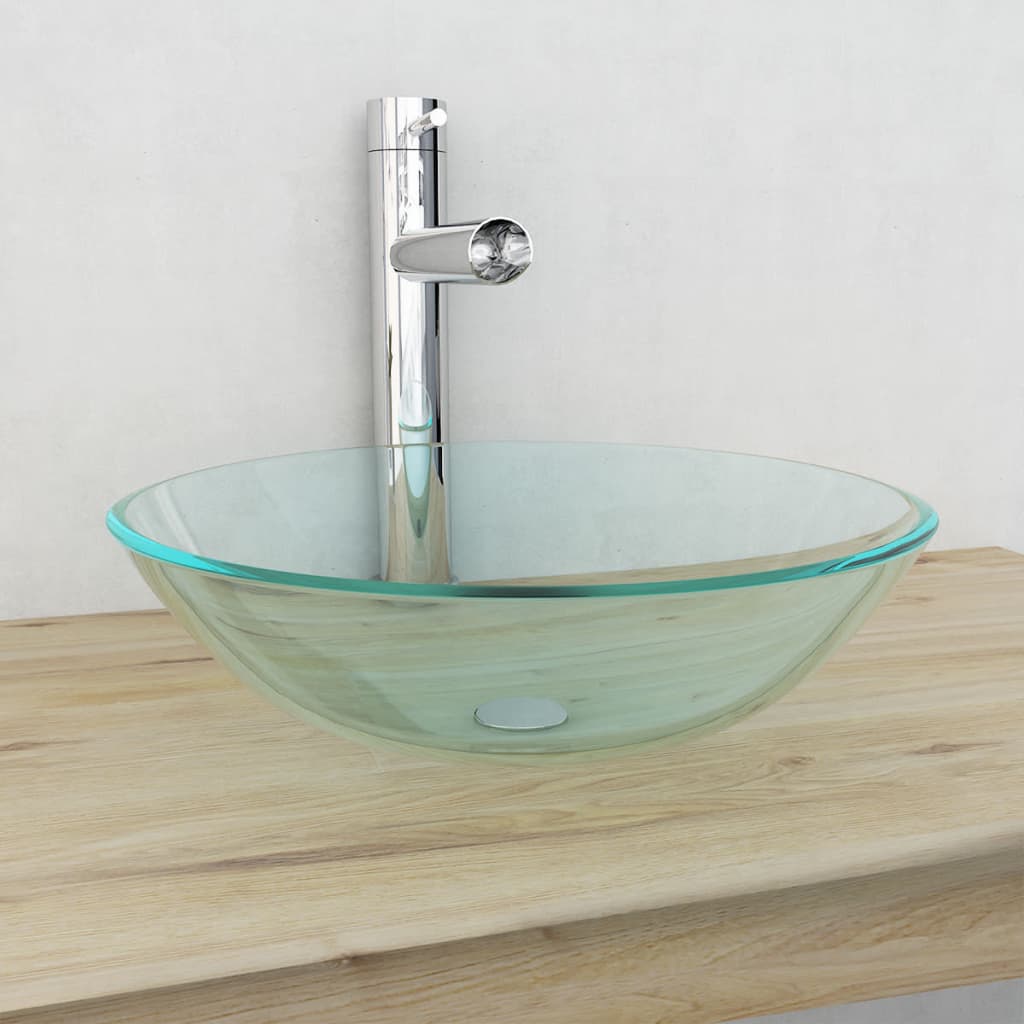 Wasbak gehard glas 42 cm transparant is nu te koop bij PeponiXL, paradijselijk wonen!