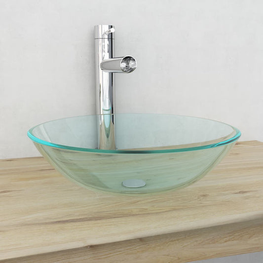 Wasbak gehard glas 42 cm transparant is nu te koop bij PeponiXL, paradijselijk wonen!