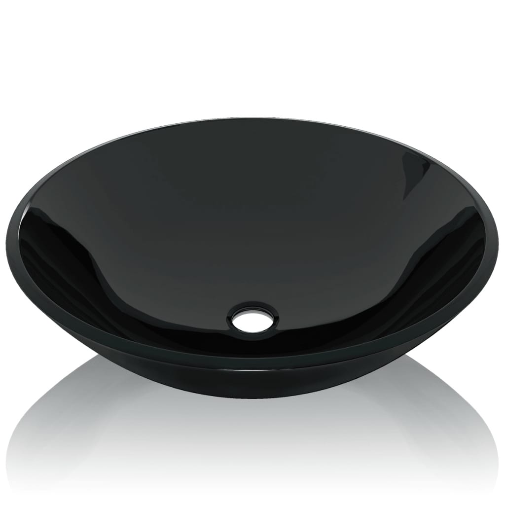 Wasbak gehard glas 42 cm zwart is nu te koop bij PeponiXL, paradijselijk wonen!