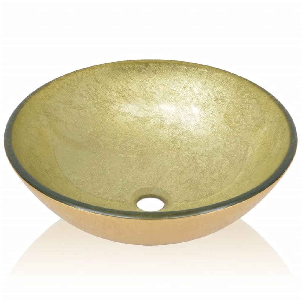Wasbak gehard glas 42 cm goud is nu te koop bij PeponiXL, paradijselijk wonen!