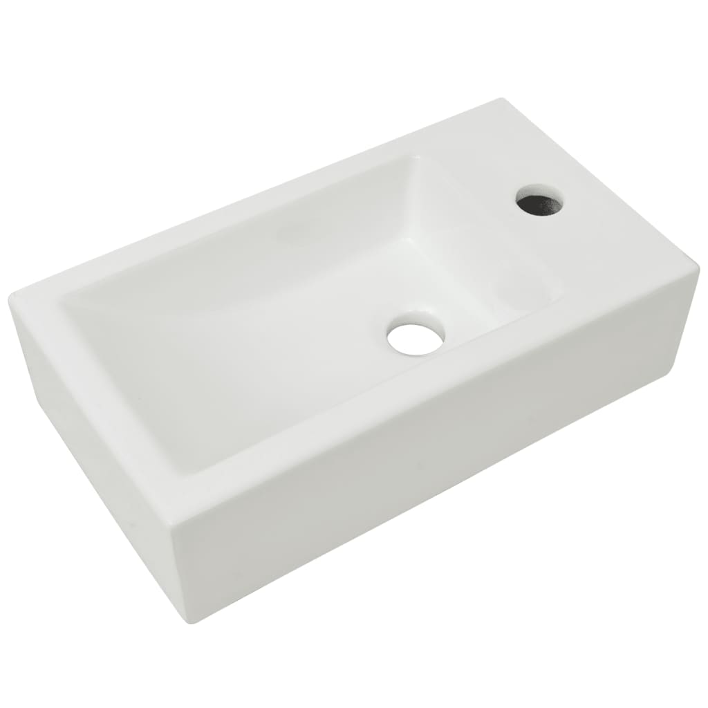Wastafel met kraangat rechthoekig wit 46x25,5x12 cm keramiek is nu te koop bij PeponiXL, paradijselijk wonen!