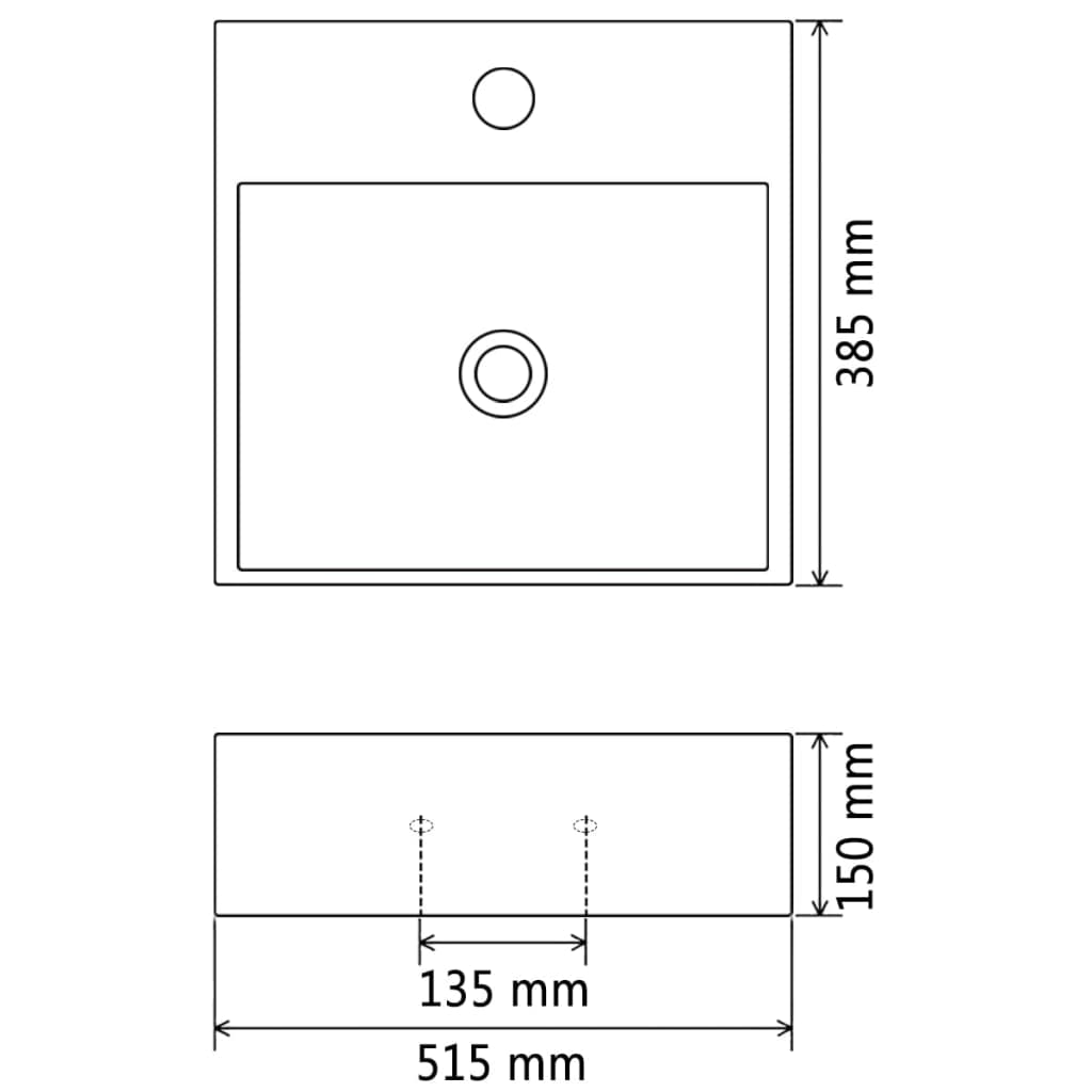 Wastafel met kraangat wit 51,5x38,5x15 cm keramiek is nu te koop bij PeponiXL, paradijselijk wonen!