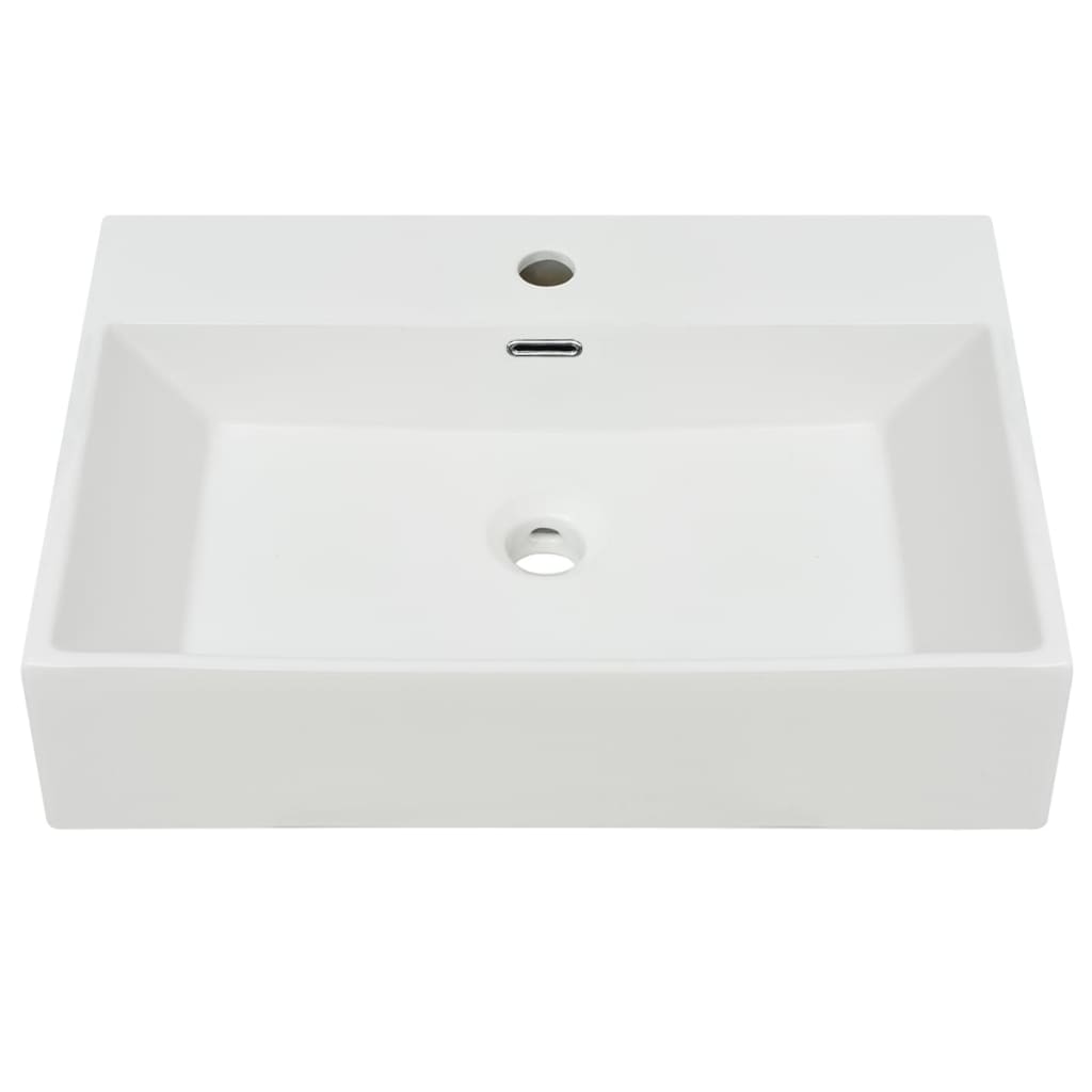Wastafel met kraangat wit 60,5x42,5x14,5 cm keramiek is nu te koop bij PeponiXL, paradijselijk wonen!