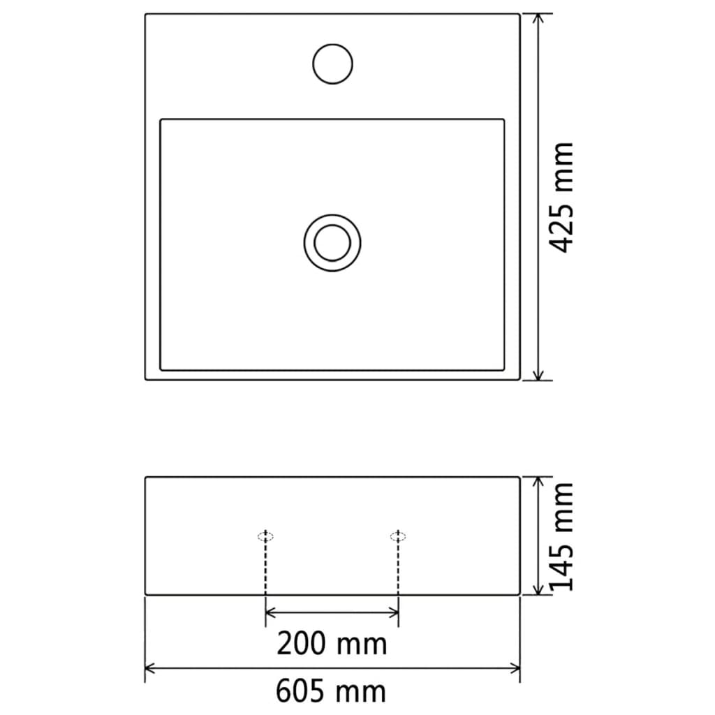 Wastafel met kraangat wit 60,5x42,5x14,5 cm keramiek is nu te koop bij PeponiXL, paradijselijk wonen!