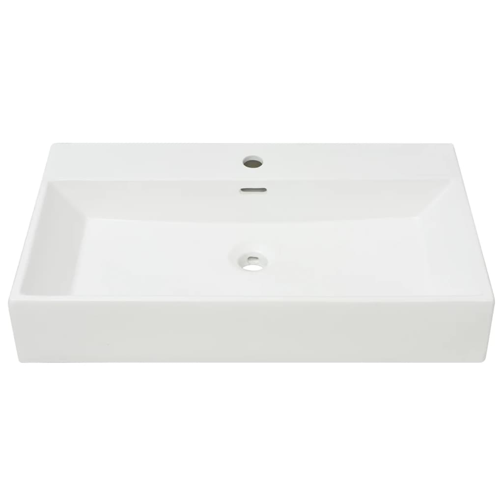 Wastafel met kraangat wit 76x42,5x14,5 cm kermiek is nu te koop bij PeponiXL, paradijselijk wonen!