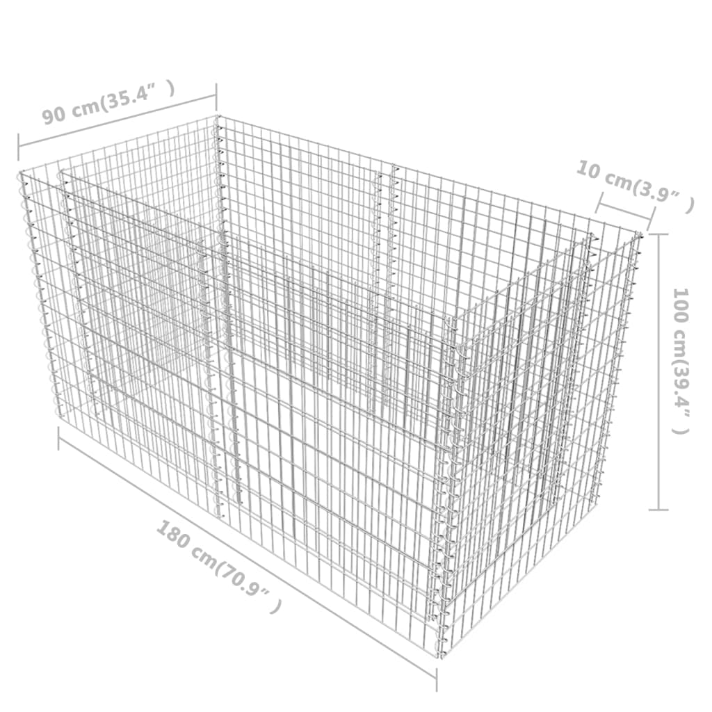 Gabion plantenbak verhoogd 180x90x100 cm staal zilverkleurig is nu te koop bij PeponiXL, paradijselijk wonen!