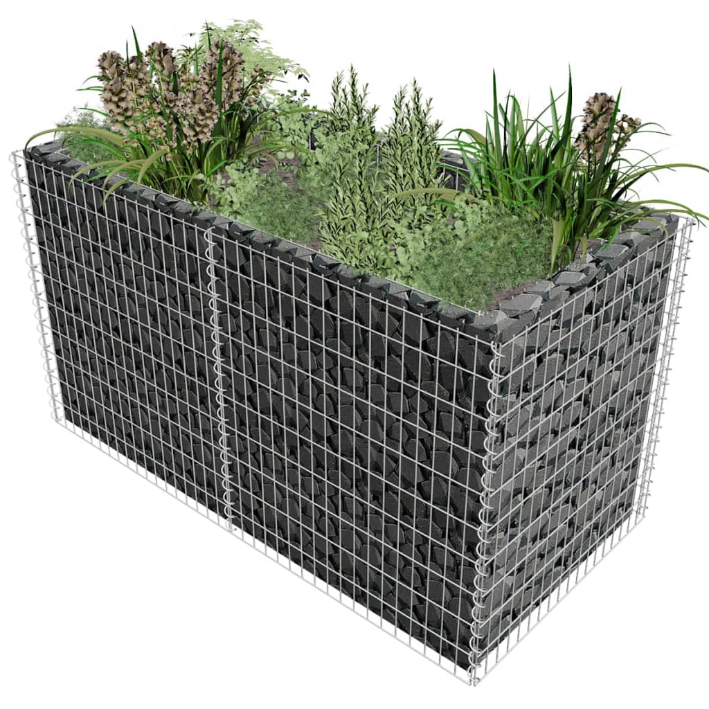 Gabion plantenbak verhoogd 180x90x100 cm staal zilverkleurig is nu te koop bij PeponiXL, paradijselijk wonen!