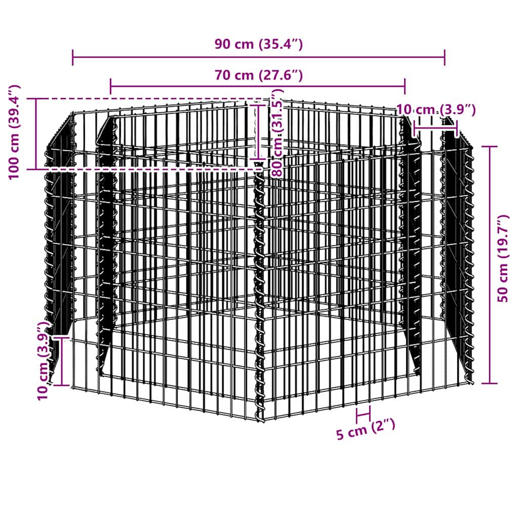 Gabion plantenbak verhoogd zeshoekig 100x90x50 cm is nu te koop bij PeponiXL, paradijselijk wonen!