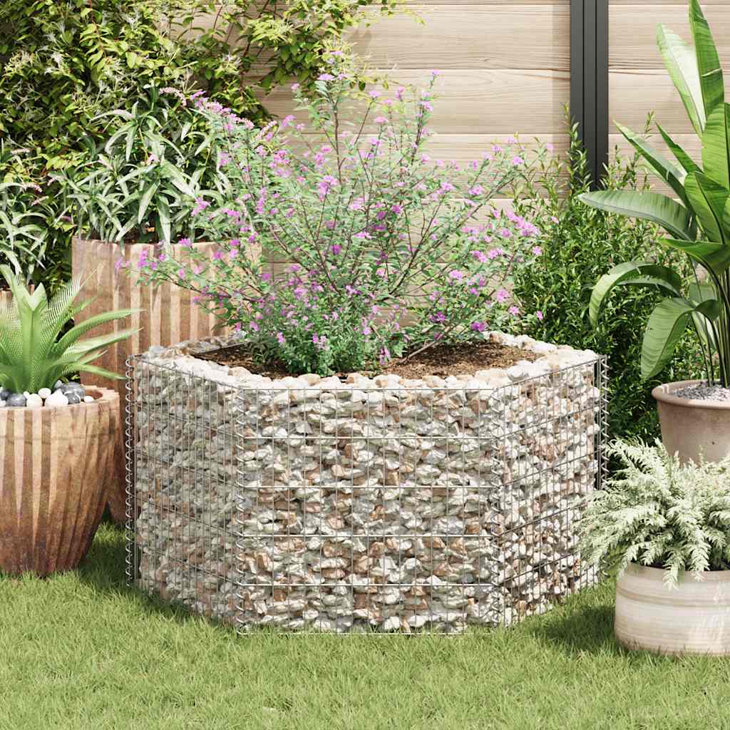 Gabion plantenbak verhoogd zeshoekig 100x90x50 cm is nu te koop bij PeponiXL, paradijselijk wonen!