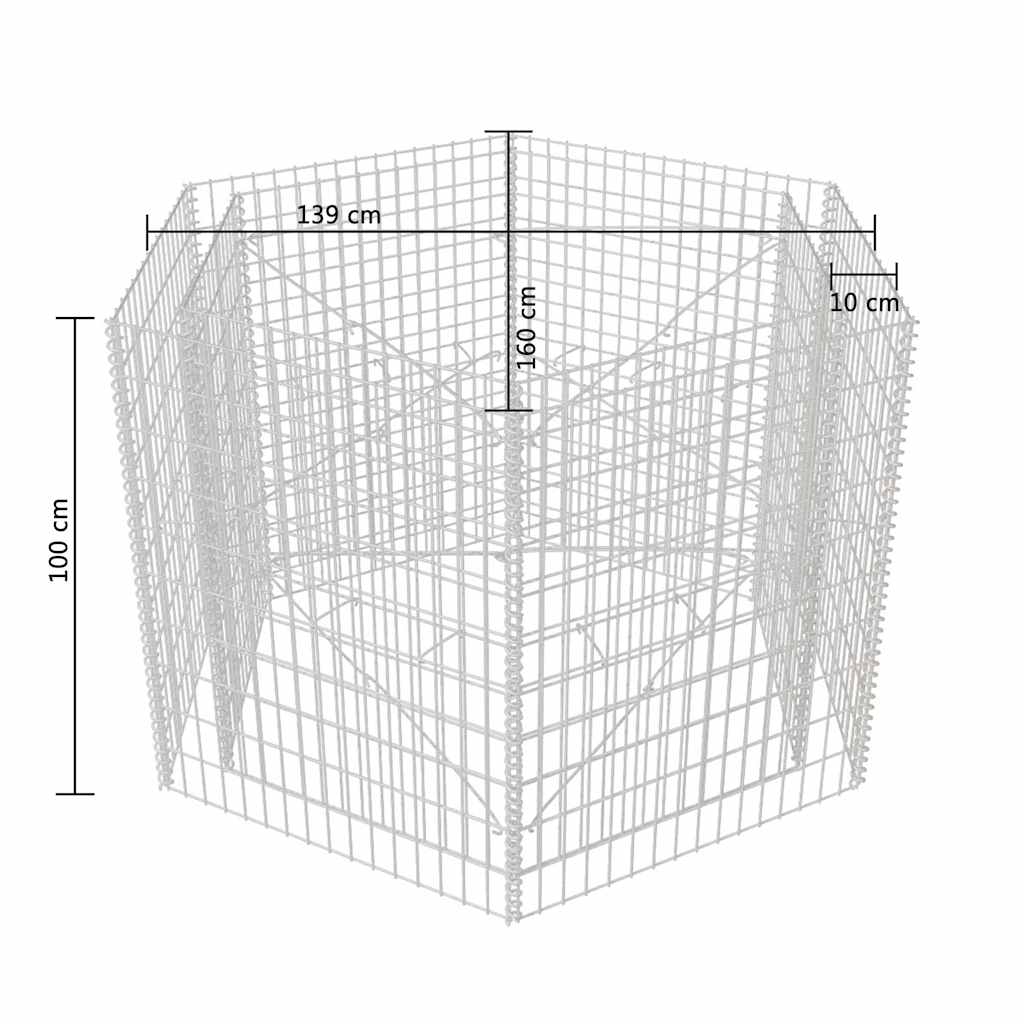 Gabion plantenbak verhoogd zeshoekig 160x140x100 cm is nu te koop bij PeponiXL, paradijselijk wonen!