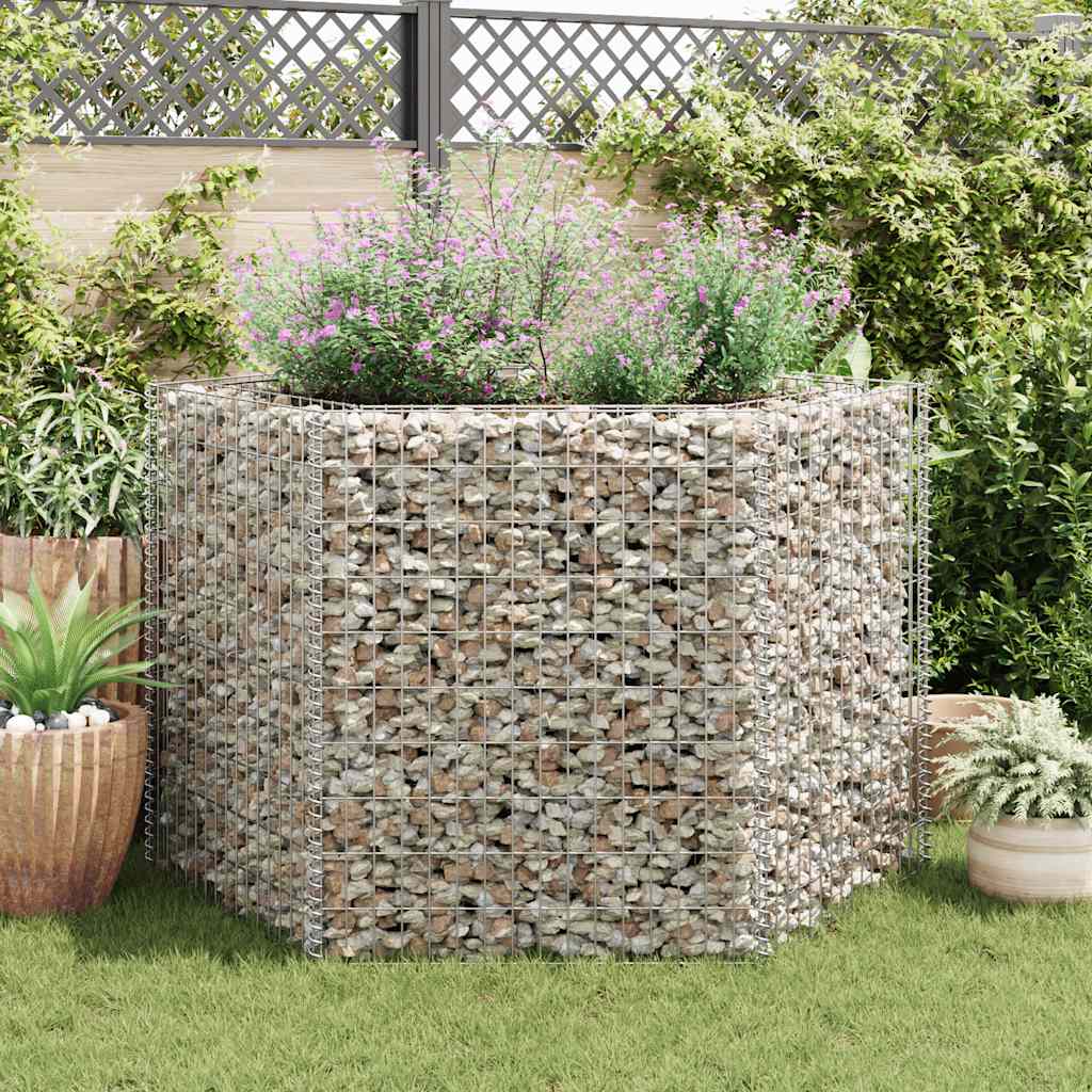 Gabion plantenbak verhoogd zeshoekig 160x140x100 cm is nu te koop bij PeponiXL, paradijselijk wonen!