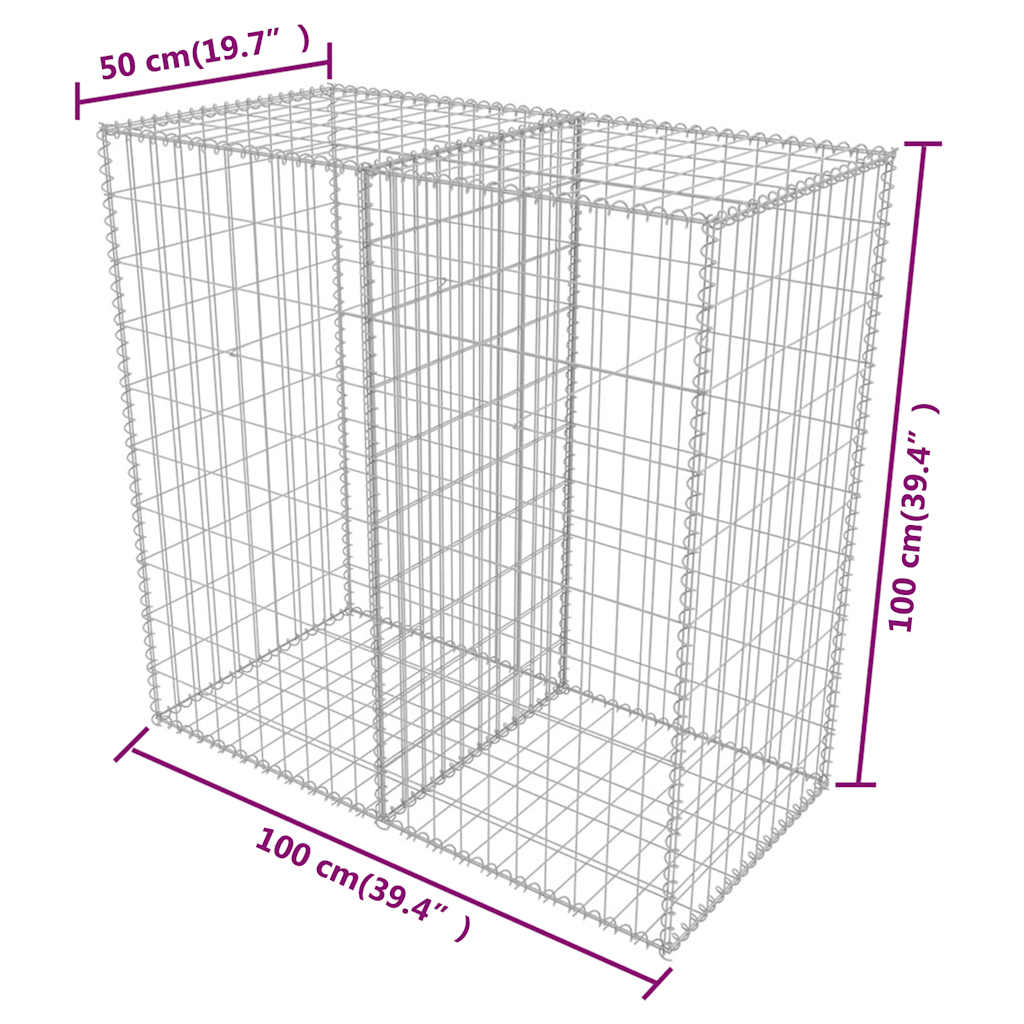 Gabion mand 100x50x100 cm gegalvaniseerd staal is nu te koop bij PeponiXL, paradijselijk wonen!
