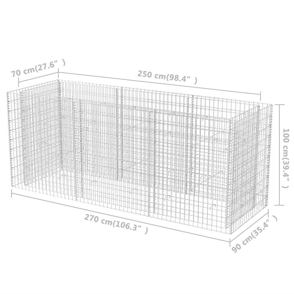 Gabion plantenbak verhoogd 270x90x100 cm staal is nu te koop bij PeponiXL, paradijselijk wonen!
