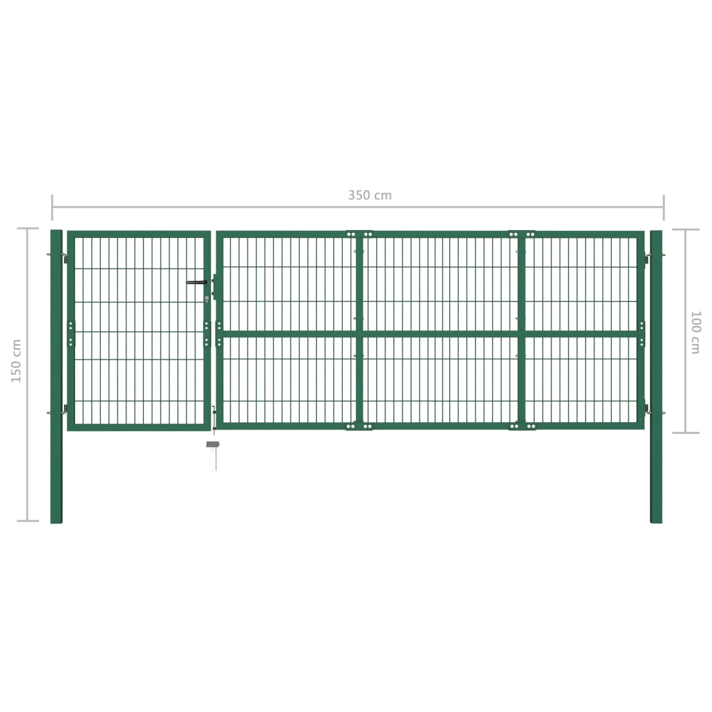 Tuinhekpoort met palen 350x100 cm staal groen is nu te koop bij PeponiXL, paradijselijk wonen!