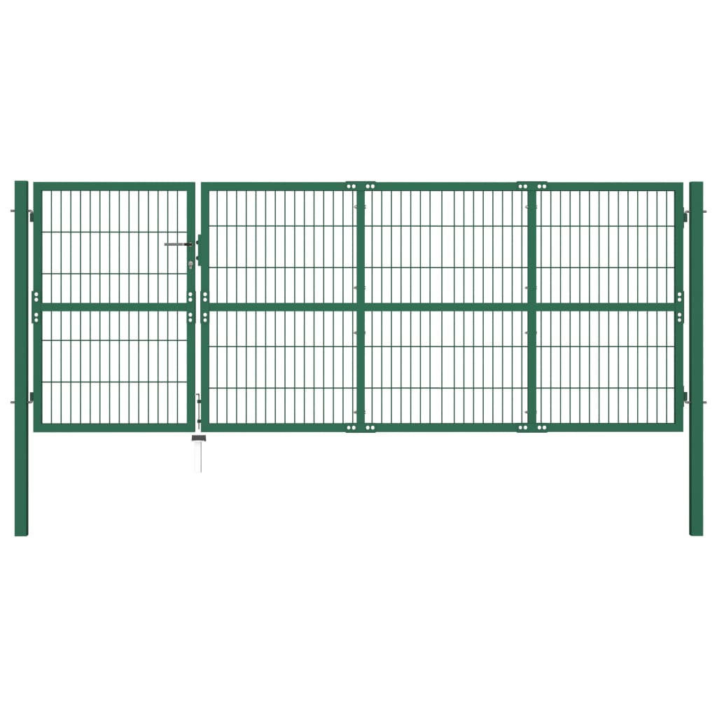 Tuinhek met palen 350x120 cm staal groen is nu te koop bij PeponiXL, paradijselijk wonen!