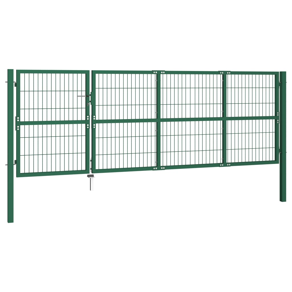 Tuinhek met palen 350x120 cm staal groen is nu te koop bij PeponiXL, paradijselijk wonen!