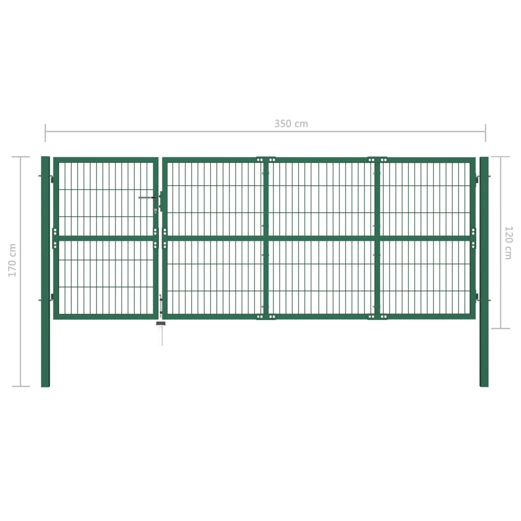 Tuinhek met palen 350x120 cm staal groen is nu te koop bij PeponiXL, paradijselijk wonen!