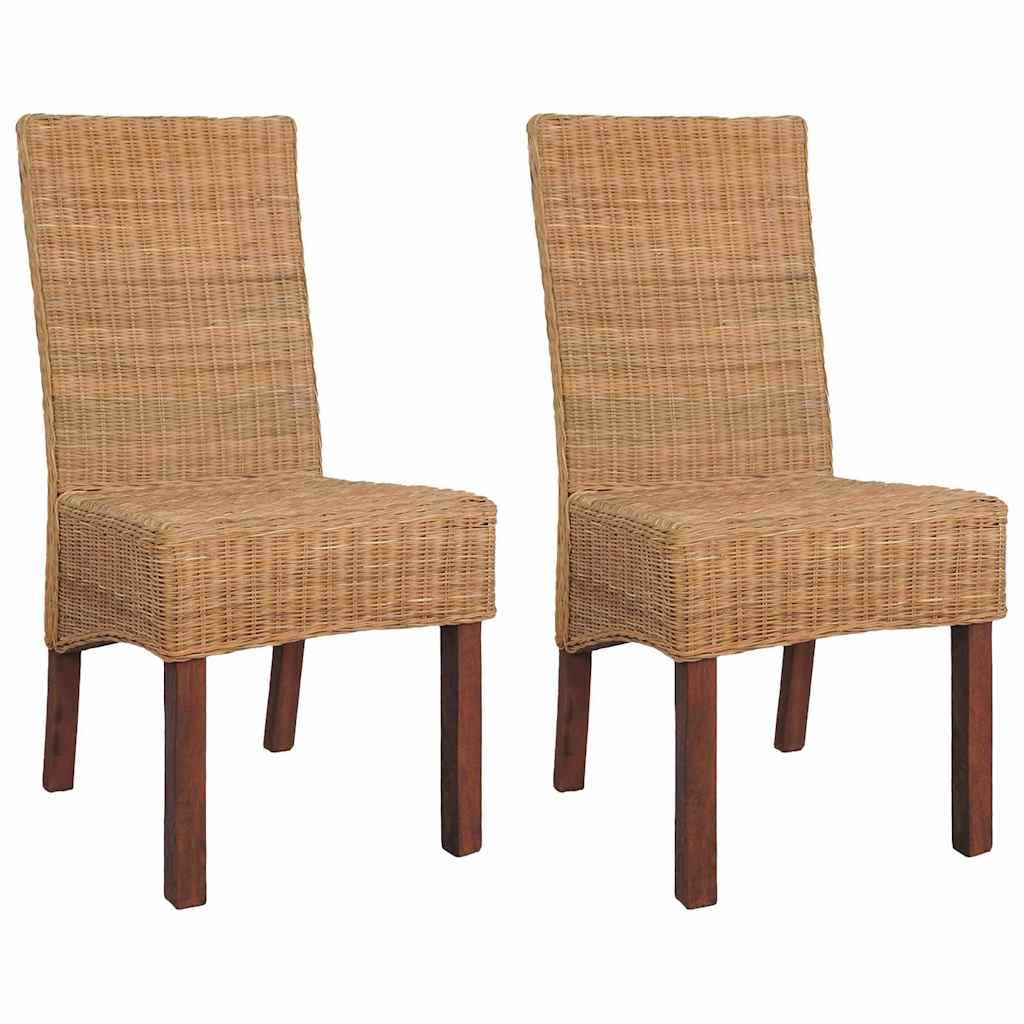 Eetkamerstoelen 2 st natuurlijk rattan bruin is nu te koop bij PeponiXL, paradijselijk wonen!