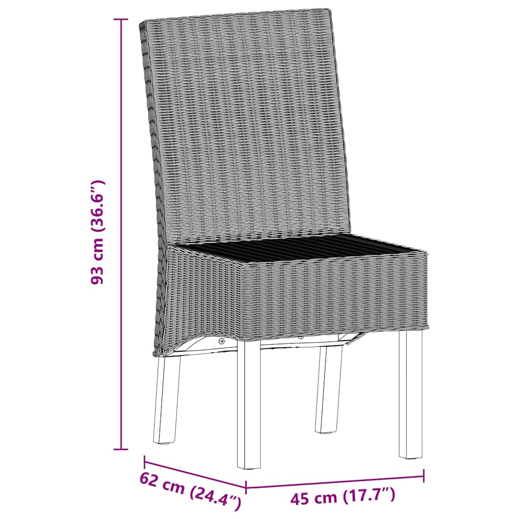 Eetkamerstoelen 2 st natuurlijk rattan bruin is nu te koop bij PeponiXL, paradijselijk wonen!