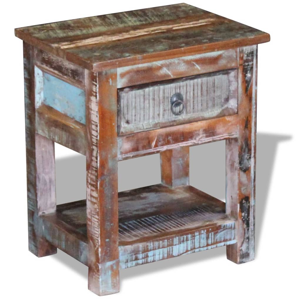 Bijzettafel met lade 43x33x51 cm massief gerecycled hout is nu te koop bij PeponiXL, paradijselijk wonen!