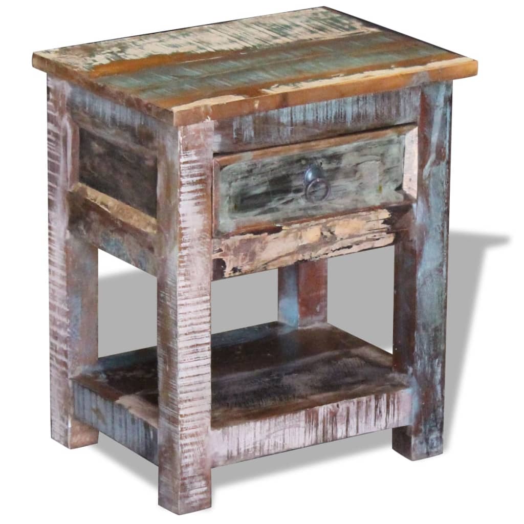 Bijzettafel met lade 43x33x51 cm massief gerecycled hout is nu te koop bij PeponiXL, paradijselijk wonen!