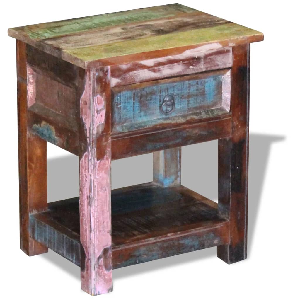 Bijzettafel met lade 43x33x51 cm massief gerecycled hout is nu te koop bij PeponiXL, paradijselijk wonen!