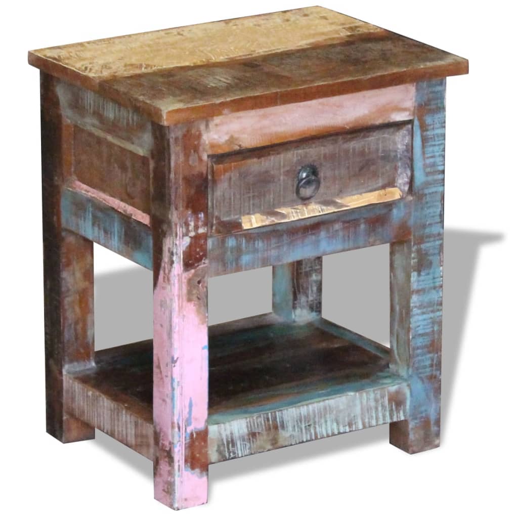 Bijzettafel met lade 43x33x51 cm massief gerecycled hout is nu te koop bij PeponiXL, paradijselijk wonen!
