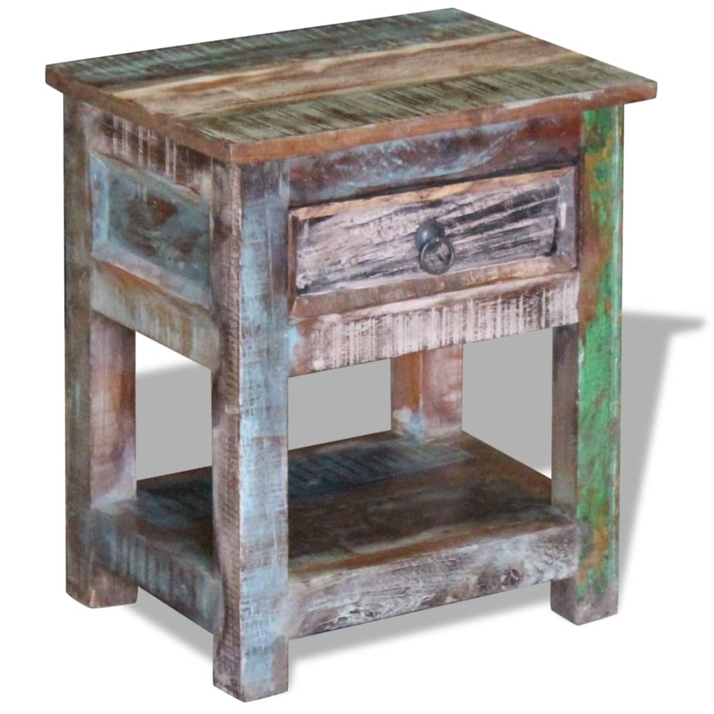 Bijzettafel met lade 43x33x51 cm massief gerecycled hout is nu te koop bij PeponiXL, paradijselijk wonen!