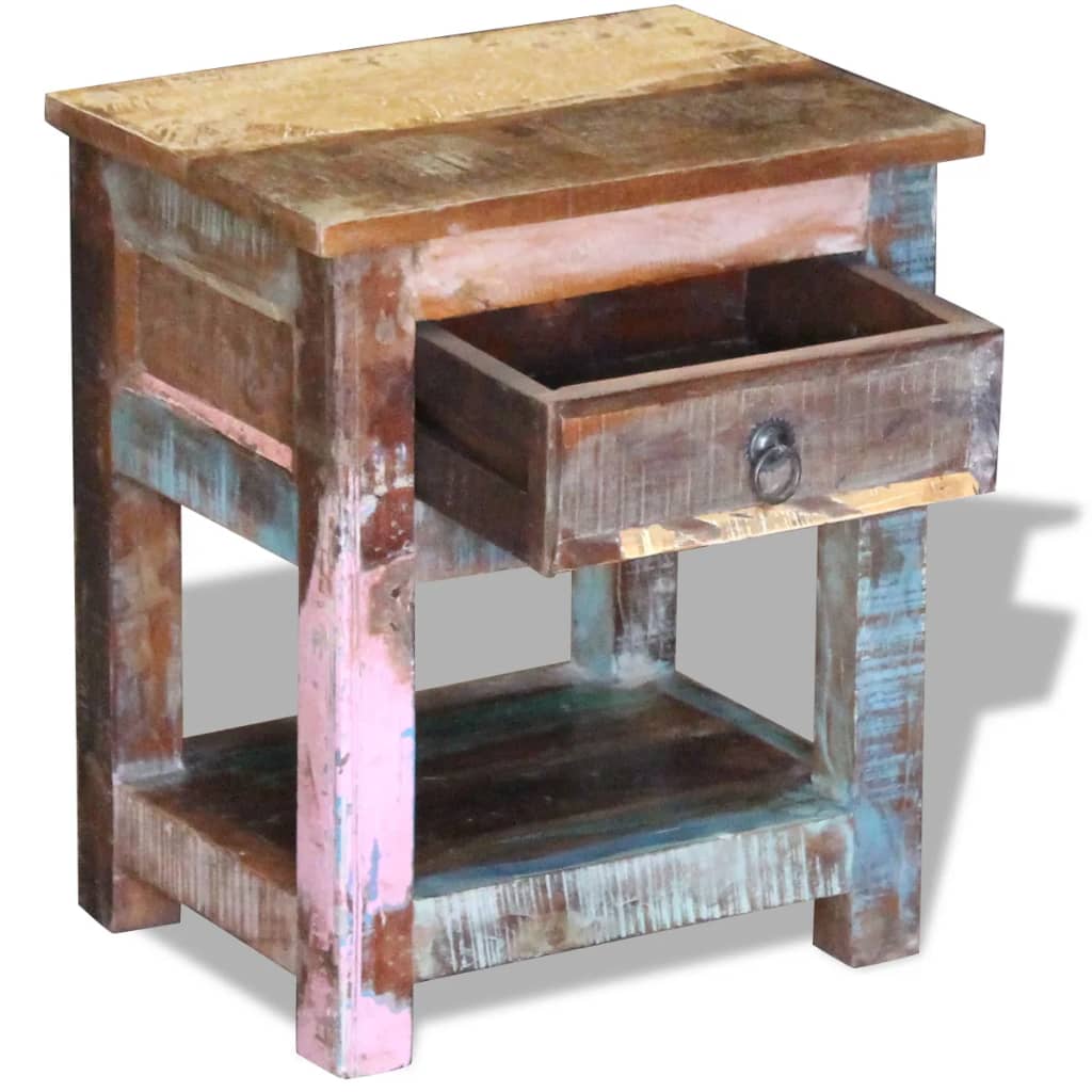 Bijzettafel met lade 43x33x51 cm massief gerecycled hout is nu te koop bij PeponiXL, paradijselijk wonen!