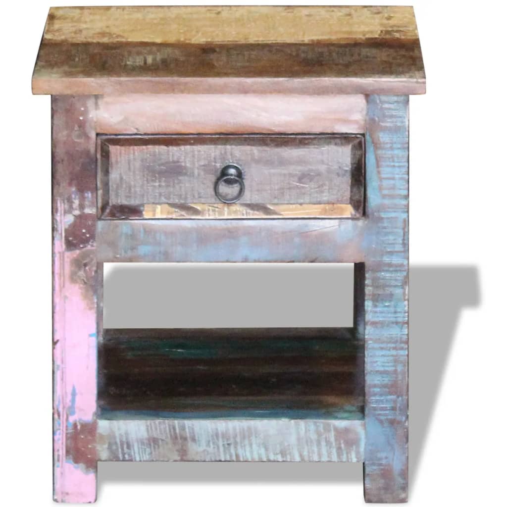 Bijzettafel met lade 43x33x51 cm massief gerecycled hout is nu te koop bij PeponiXL, paradijselijk wonen!